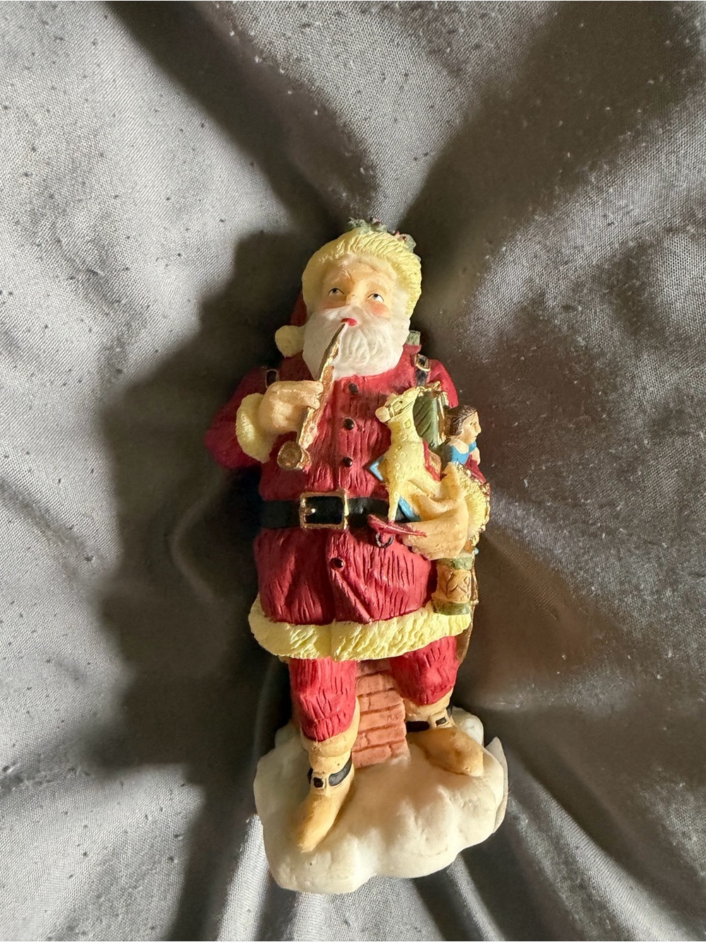 Red and Cream Santa Figurine Holiday Accent